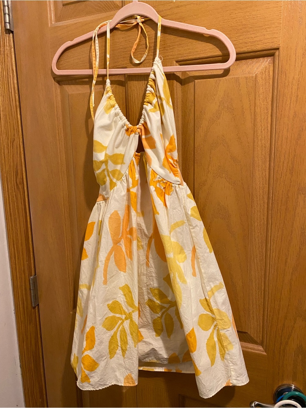 Zara White Halter Sundress with Yellow & Orange Floral Print